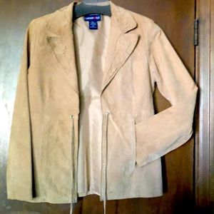 Limited Too, Flowered Suede Leather Jacket